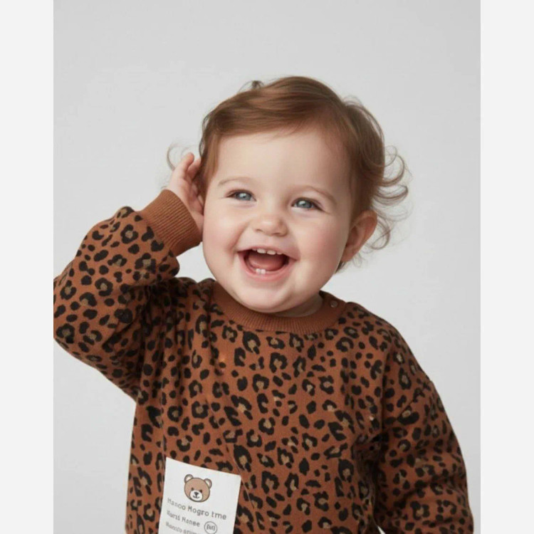ست بلوز و شلوار نوزادی طرح پلنگی جنس دورس دو نخ سایز 6 ماه تا 4 سال