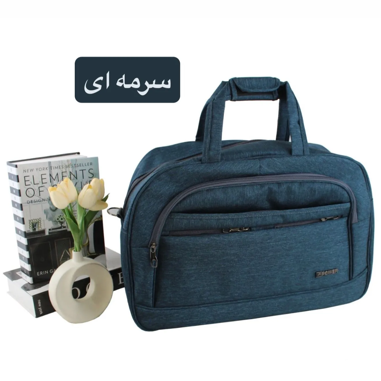 ساک ورزشی اسپرت پارچه ای زیپ دار بند بلند 3 بند 4 جیب بیرونی 1 جیب داخلی 60x38x20 سانتیمتر