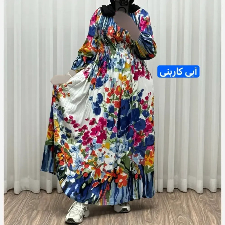 پیراهن ساحلی آبرنگی کریشه فری سایز زنانه آستین بلند تا سایز 54 مناسب چهارفصل شیک و راحت بدون بدن نما