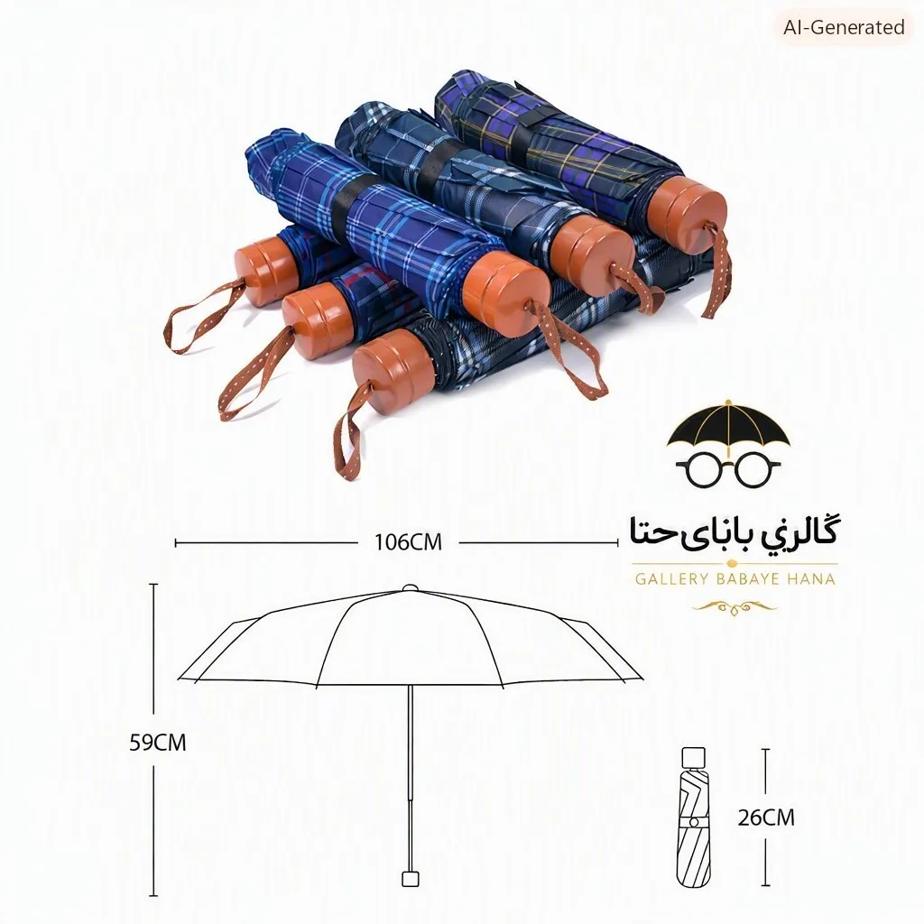 چتر تاشو دو نفره طرح چهارخانه 10 فنره