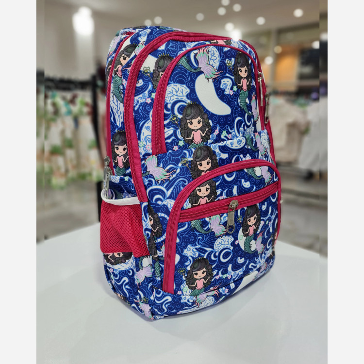 کوله پشتی مدرسه دخترانه طرح پری دریایی آبی
