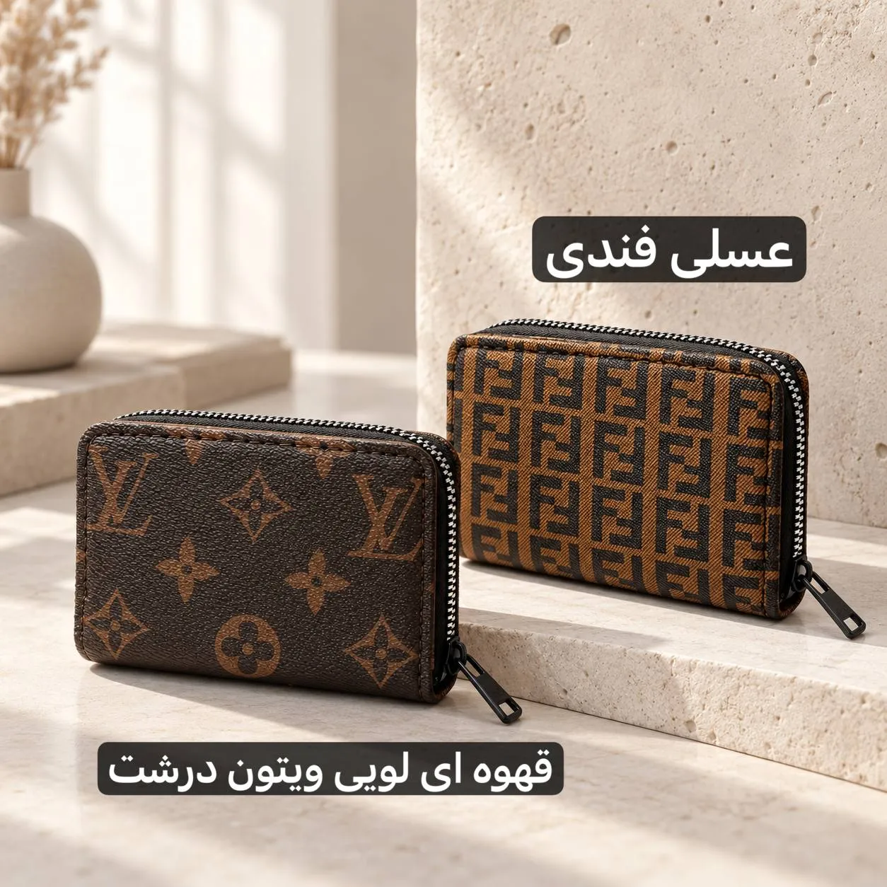 جا کارتی چرم مصنوعی زنانه مدل زیپ دار ابعاد 11 در 7 سانتیمتر