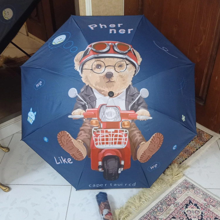 چتر تاشو کودک و نوجوان طرح تدی 8 فنر ضد باد