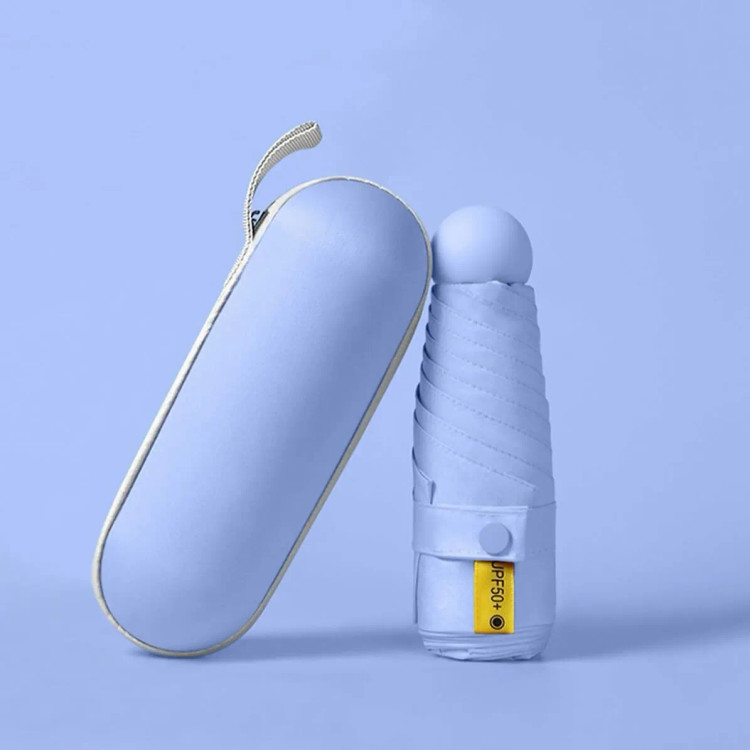 چتر جیبی کپسول دار SPF 50 ضد باد باران و آفتاب کمجا سبک مسافرتی