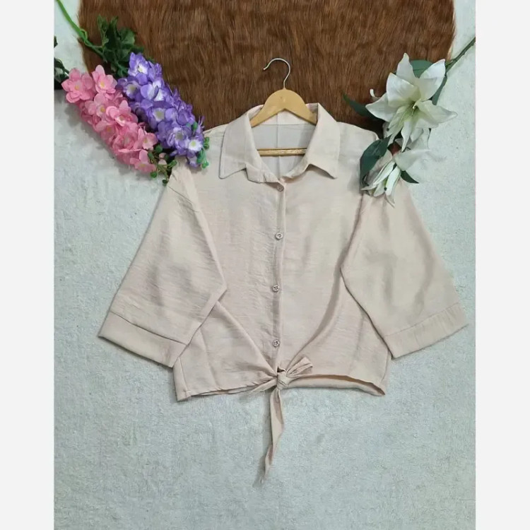 شومیز گره ای سوپر شانتون گرم بالا آستیین کیمونو فری سایز