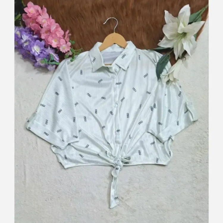 شومیز گره ای راه راه میو جنس پری صابونی کریستالی فری سایز