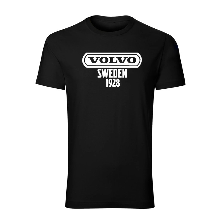 تیشرت پنبه یقه گرد مردانه طرح volvo رنگ مشکی