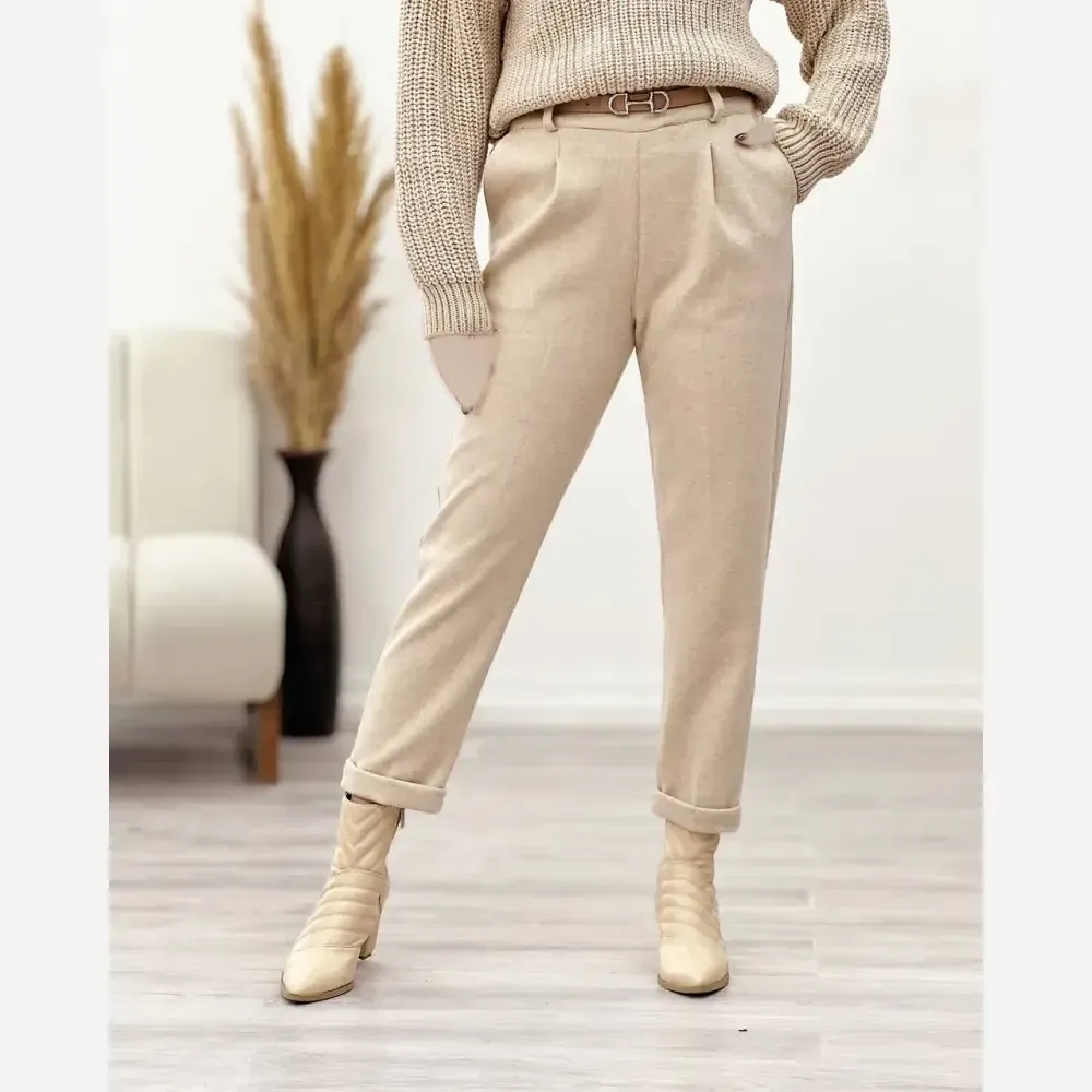 شلوار مام استایل فوتر پشمی زنانه سایز 40 تا 48 قد 90 تا 92 سانت