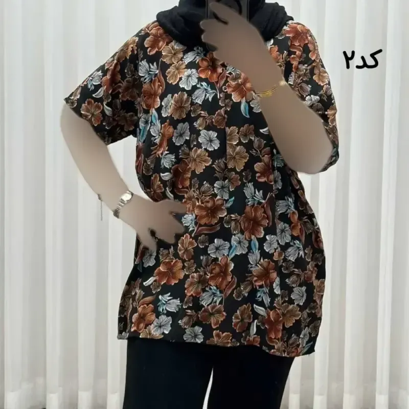 تیشرت نخی فری سایز زنانه مصی کد 1394 تن خور راحت چهارفصل