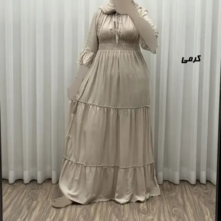 پیراهن ساحلی زنانه نخی مدل پرنسسی فری سایز مناسب تا 48 با کمربند