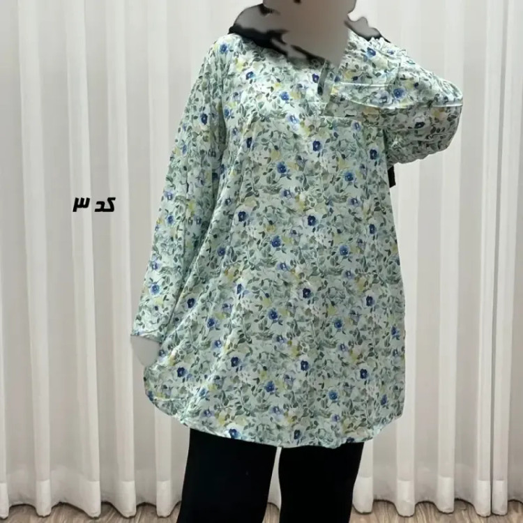 تونیک نخی زنانه مدل هاوایی سایز بزرگ فری سایز تا 50 دکمه دار