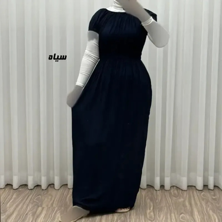 پیراهن ساحلی نخی زنانه و دخترانه آستین کوتاه فری سایز مدل باربی