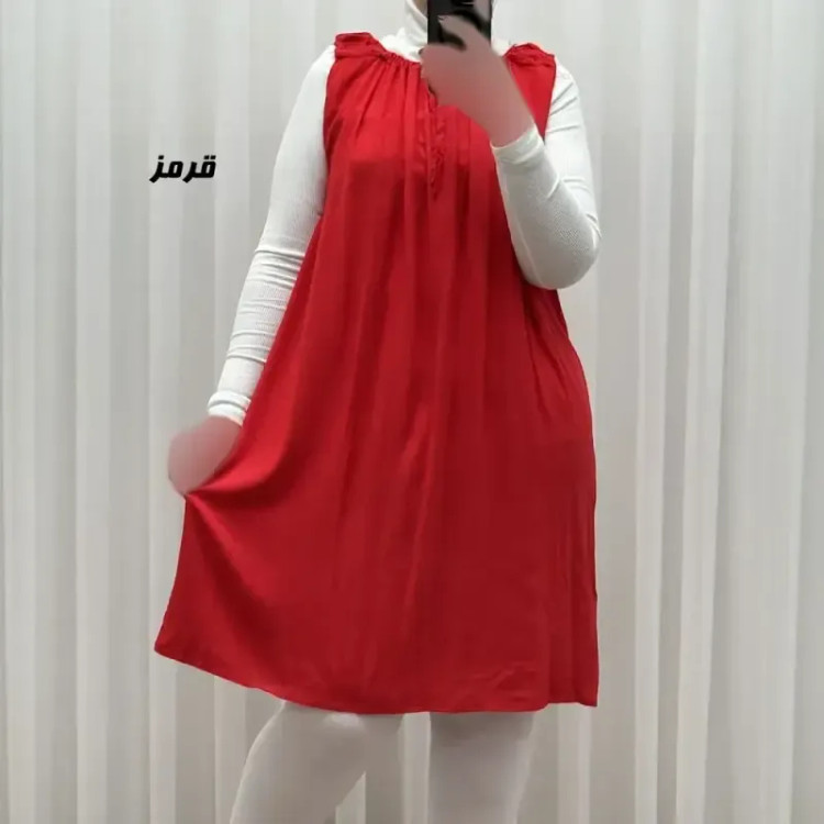سارافون نخی زنانه کوتاه ساده فری سایز مناسب تا سایز 52
