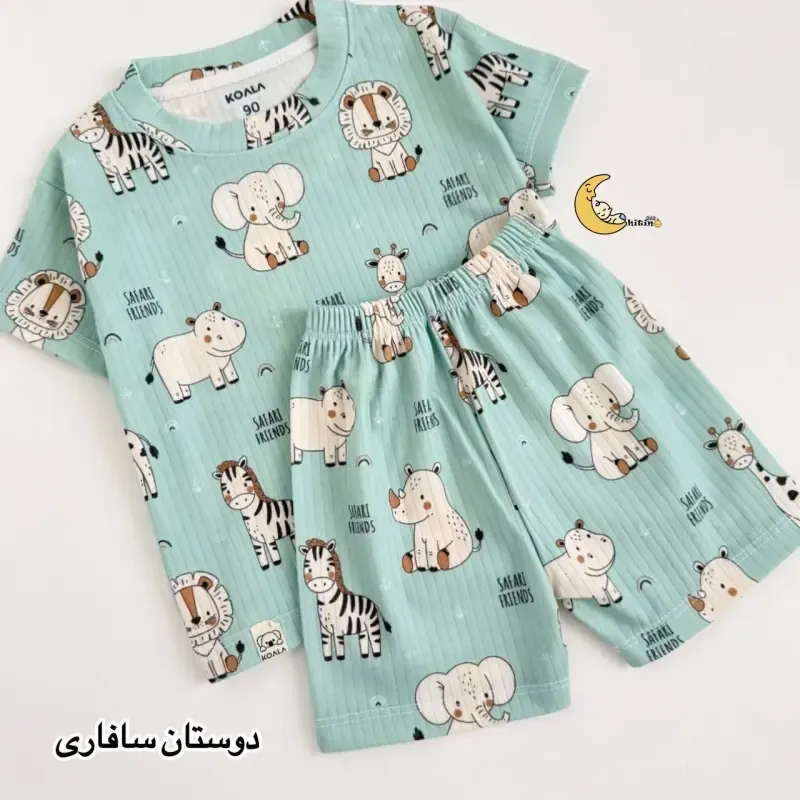 ست راحتی بچگانه تیشرت و شلوارک کبریتی کوالا کیدز نخ پنبه