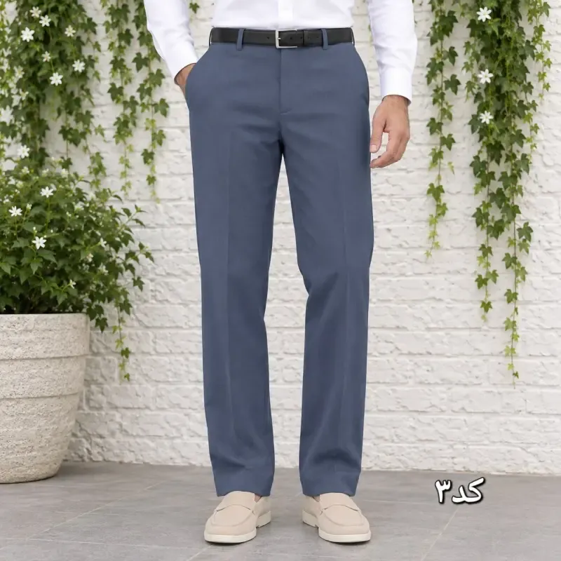 شلوار پارچه ای مردانه راسته کلاسیک نخی پارچه f رنگ ثابت سایز 42 تا 54