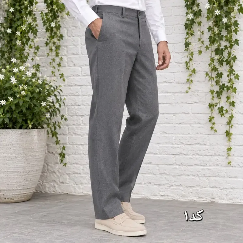شلوار پارچه ای مردانه راسته کلاسیک نخی پارچه f رنگ ثابت سایز 42 تا 54
