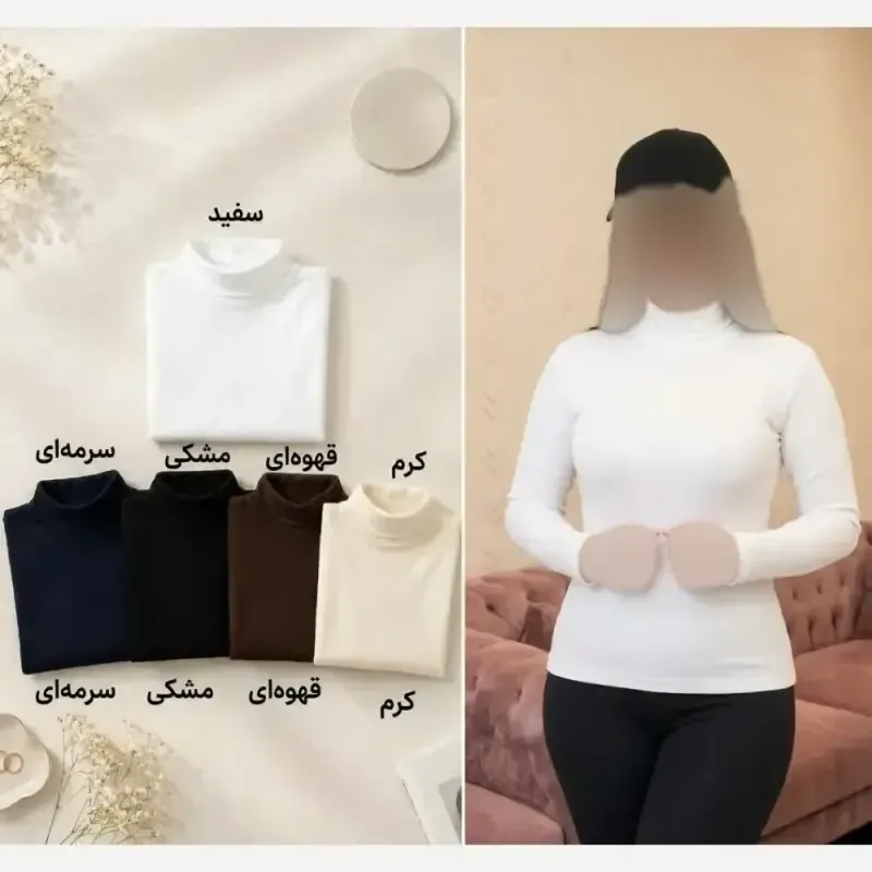 بلوز زنانه ساده یقه اسکی کوتاه پارچه کبریتی فانریپ ریزدوخت فری سایز