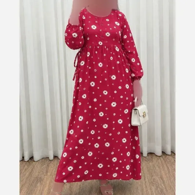 پیراهن شیردهی نخی طرح بابونه بارداری و شیردهی فری سایز