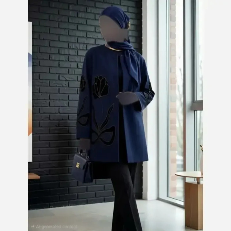 مانتو مزونی گلدوزی زنانه مدل ژینا جنس مازراتی نخ توییست درجه یک